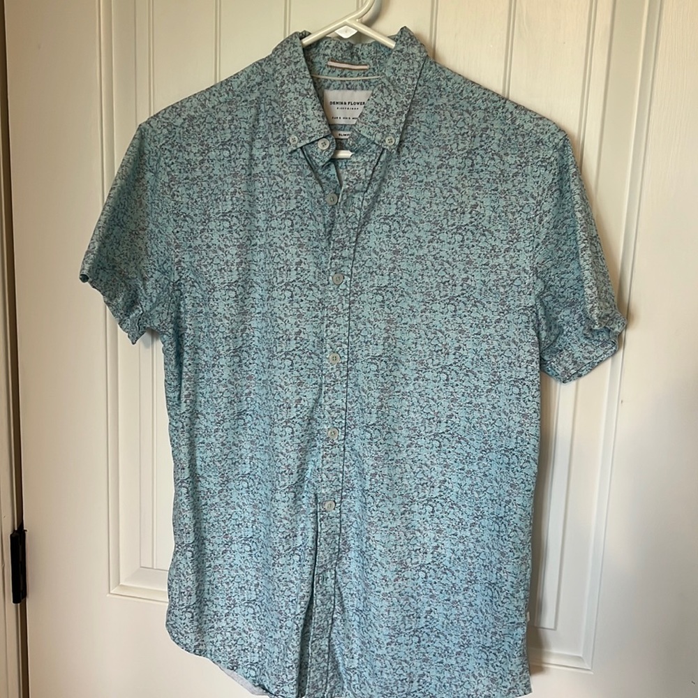 New Denim&Flower Button-up Shirt sizeS